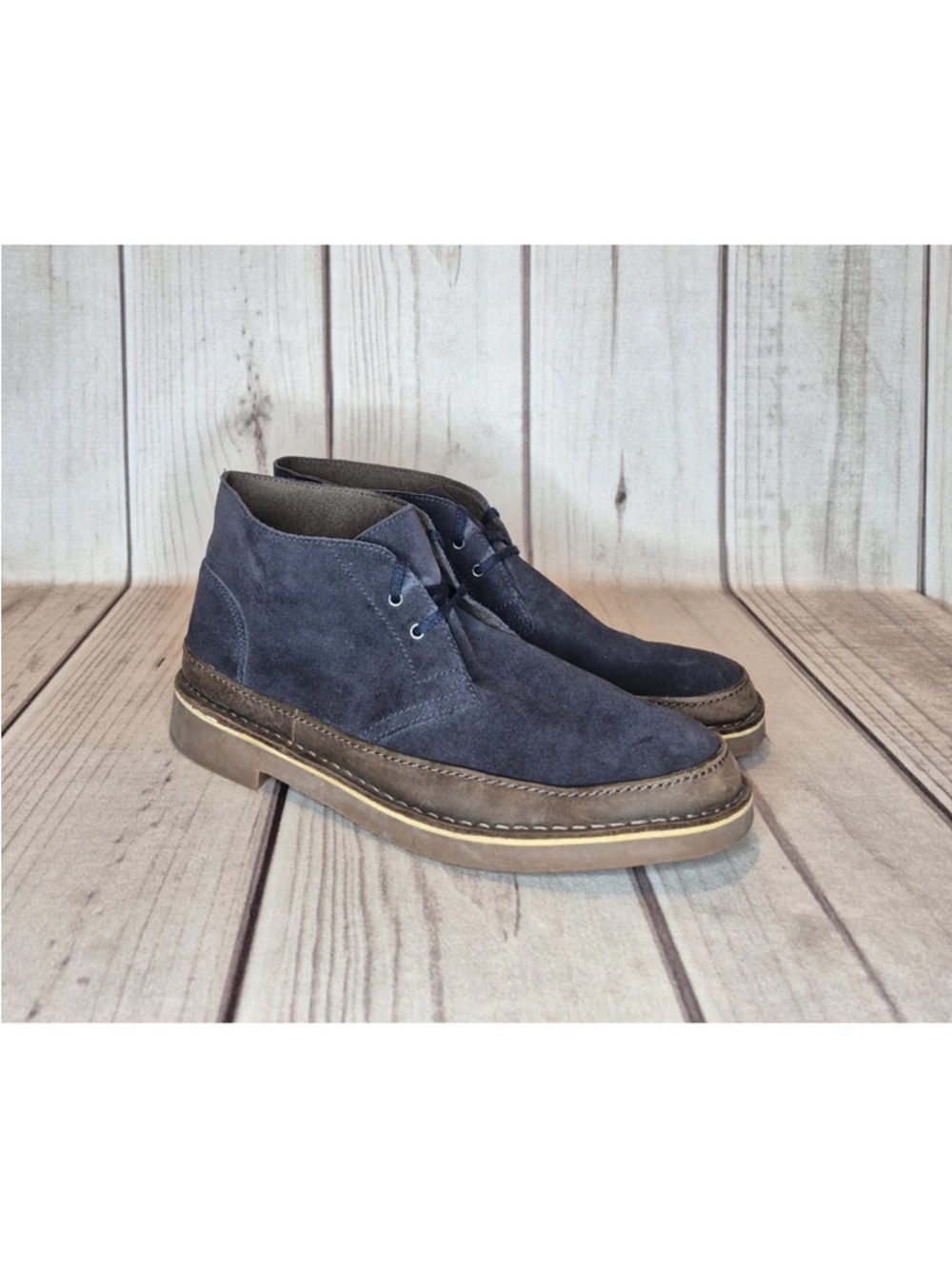 Clarks Boots Men's Size 12M Desert Chukka Boots Navy Leather Lace Up